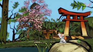 Japanese cherry blossom trees litter the landscape