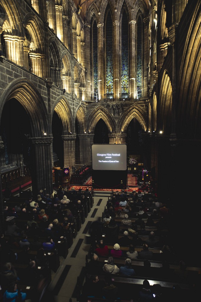 Pop up cinema event in Glasgow Cathedral by Eoin Carey