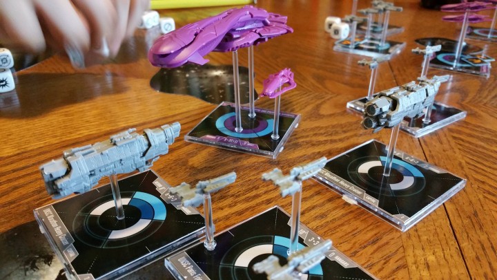 The UNSC fleet converges, combining their fire for maximum damage. While a Covenant Battlecruiser swoops in with it's Plasma Beam sweeping through multiple targets.