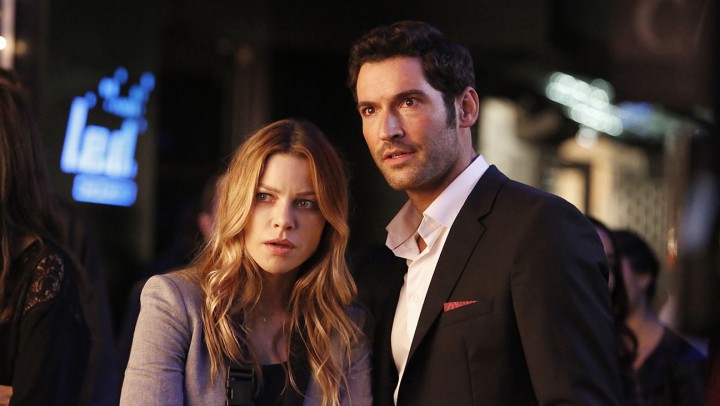LUCIFER: L-R: Lauren German and Tom Ellis in the “Lucifer, Stay. Good Devil” episode of LUCIFER airing Monday, Feb. 1 (9:00-10:00 PM ET/PT) on FOX. ©2016 Fox Broadcasting Co. CR: Bettina Strauss/FOX